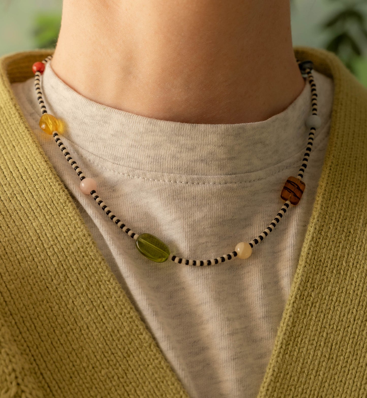 Zoey Necklace | Black & White Seed Bead Necklace
