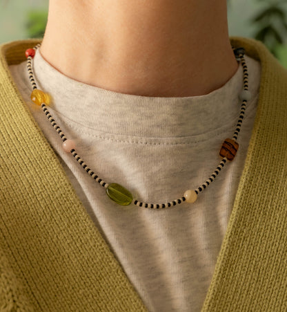 Zoey Necklace | Black & White Seed Bead Necklace