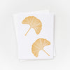 Gold ginkgo leaf greeting card with envelope