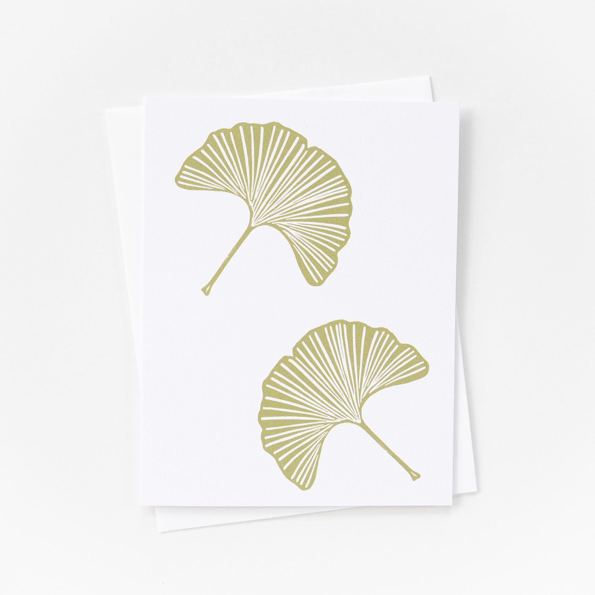 Green ginkgo leaf greeting card with envelope