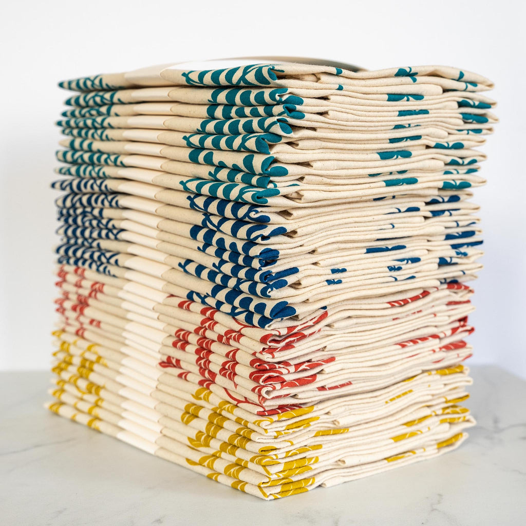 Stack of botanical leaf dish towels