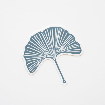 Blue vinyl ginkgo leaf sticker