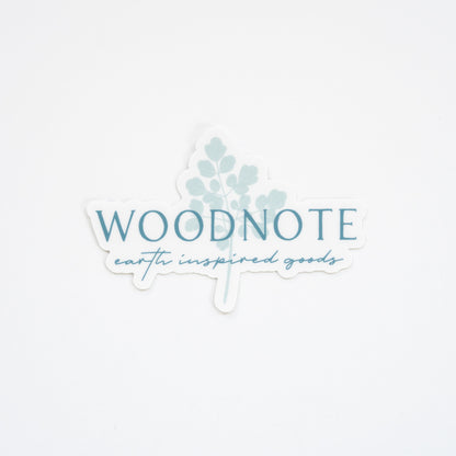 Vinyl Woodnote logo sticker for water bottles, laptops and more