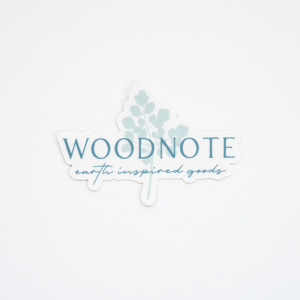 Vinyl Woodnote logo sticker for water bottles, laptops and more
